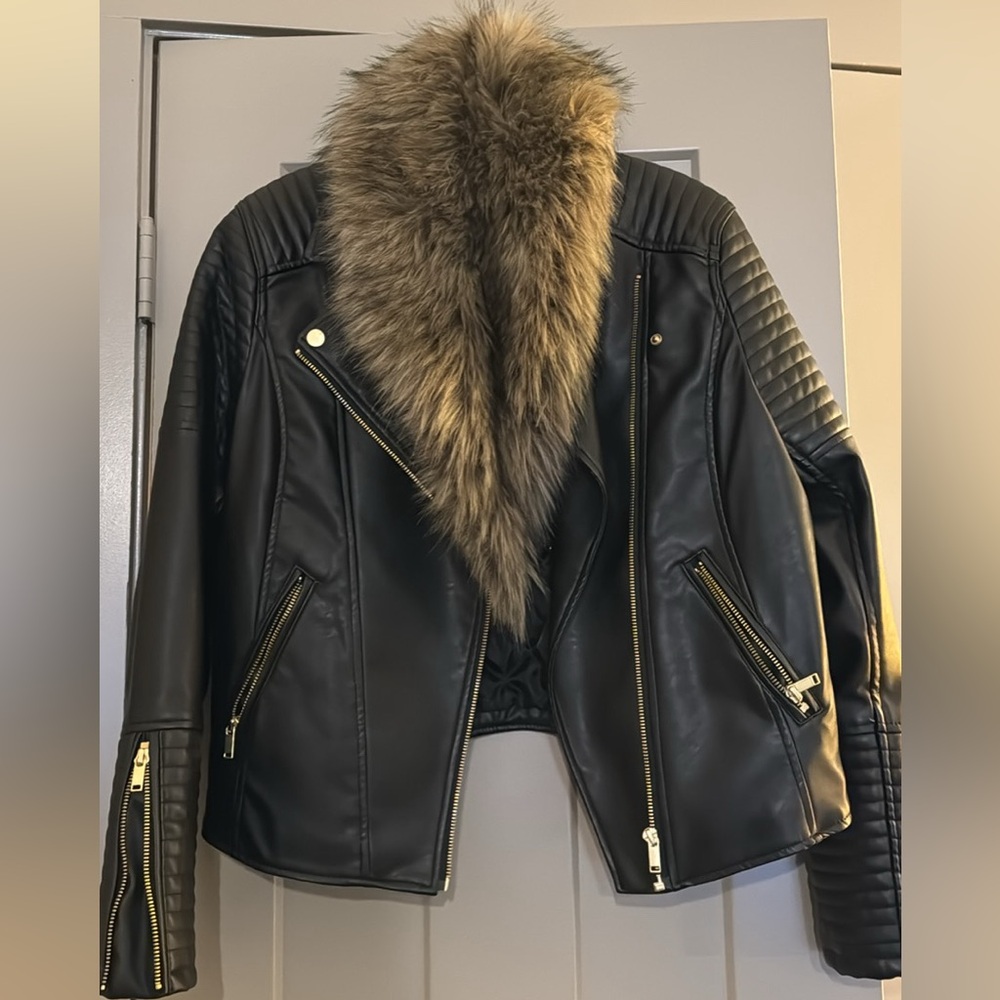 H&M Faux Fur/Leather Biker Jacket